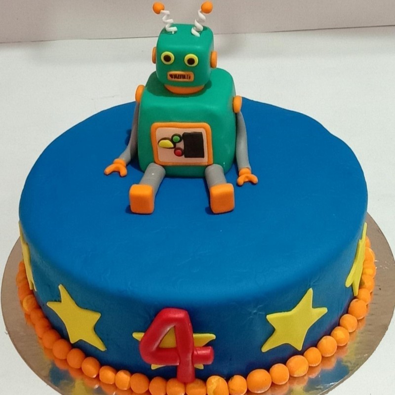 Robot Theme Fondant Cake 3 Robot Theme Fondant Cake