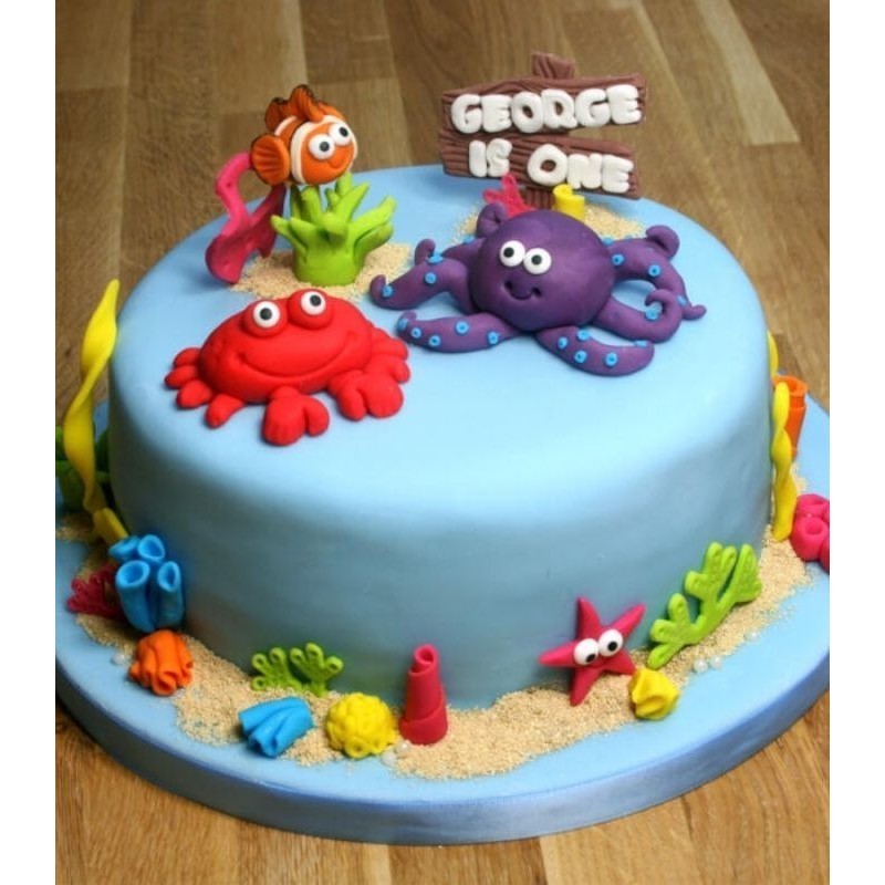 Sea Themed Fondant Cake 3 Sea Themed Fondant Cake