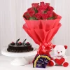 Roses With Teddy Bear Dairy Milk &Amp; Truffle Cake 1 Special Flower Hamper Standard 1