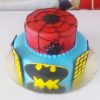Spiderman And Batman Theme Fondant Cake 1 Spiderman Batman Theme Fondant Cake 800X800 1