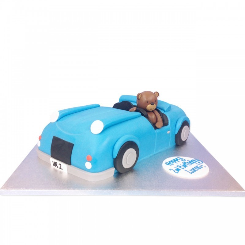 Teddy In Car Fondant Cake 3 Teddy In Car Fondant Cake
