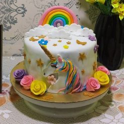 Unicorn Rainbow Theme Fondant Cake