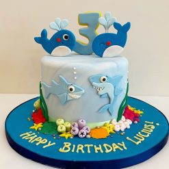 Whale and Shark Birthday Cake