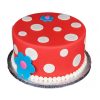 White Polka Dot Red Fondant Cake 800X800W