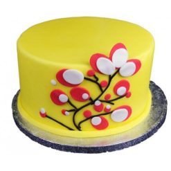Yellow Flowering Tree Fondant Cake