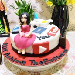 YouTuber Girl Theme Fondant Cake